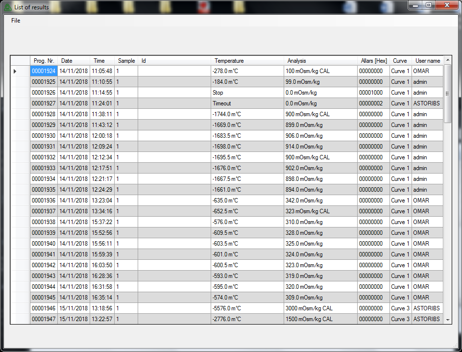 CryoSoft Touch data handling software for OsmoTouch osmometers